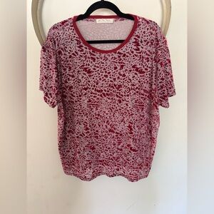 We The Free Red and White Patterned Blouse